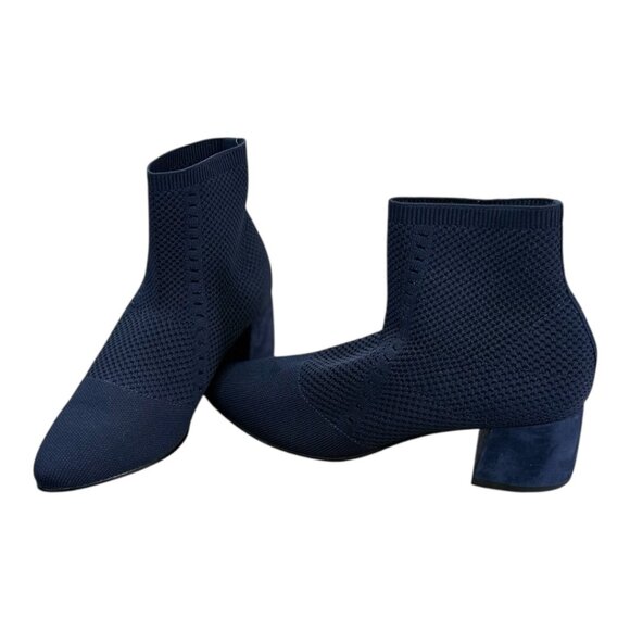 Eileen Fisher Honey Stretch Knit Ankle Booties- Size 9 - Navy Blue - Picture 7 of 12